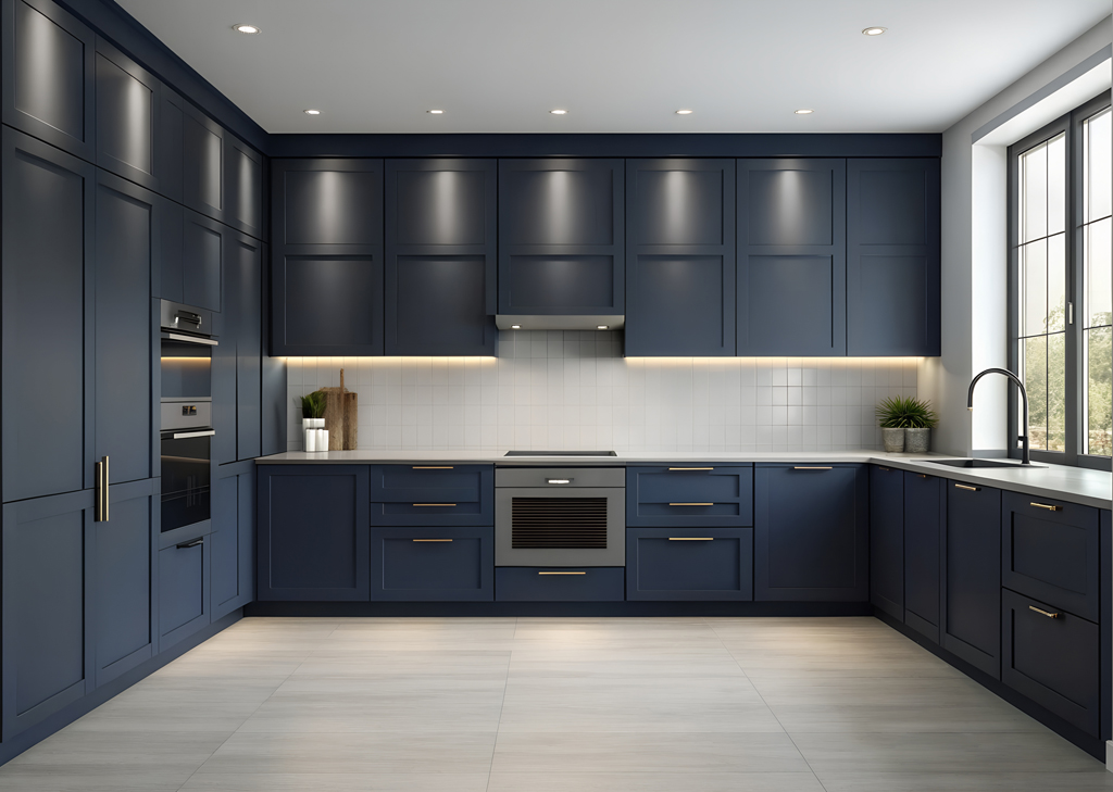 Overhead modular kitchen cabinets